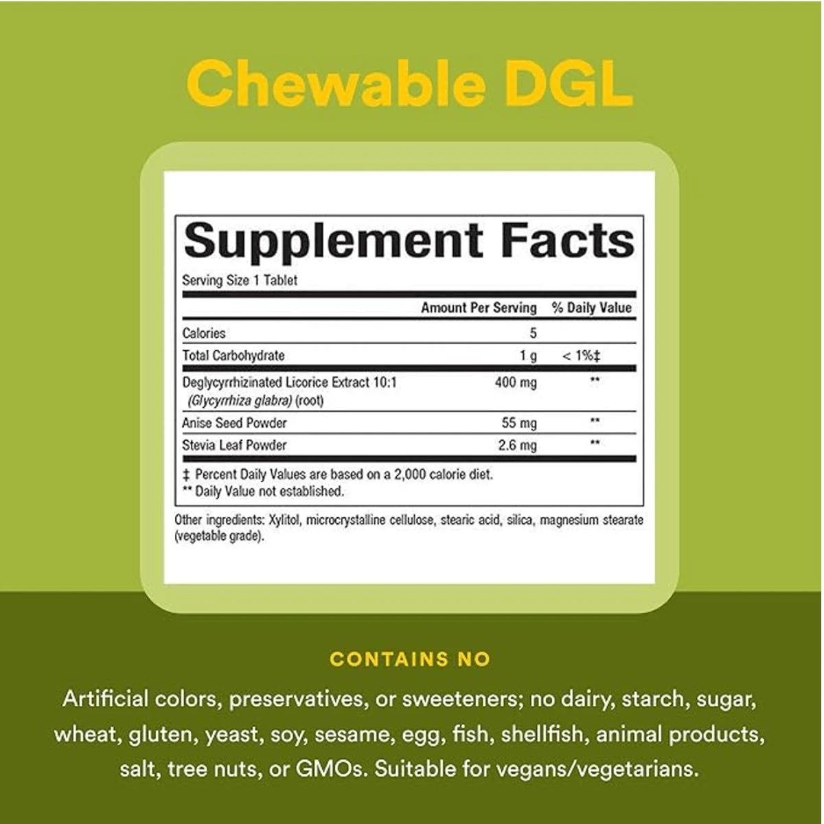 Natural Factors DGL Deglycyrrhizinated Liquorice Root Extract 90 Chewable Tablets ingredients