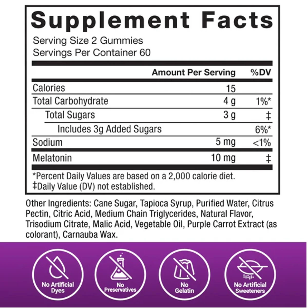 Force Factor Somnapure Great Tasting Melatonin Gummies Dream Berry 120 Gummies ingredients