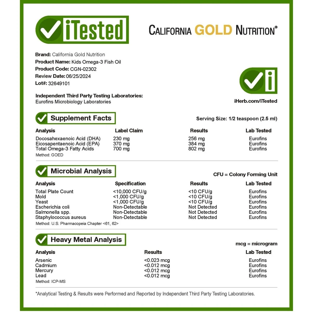California Gold Nutrition Norwegian Kids Omega-3 Fish Oil Natural Lemon 6.7 fl oz (200ml) ingredients