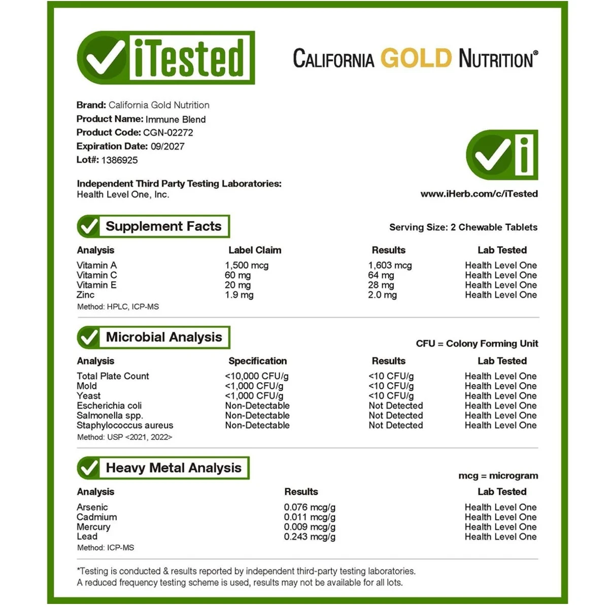 California Gold Nutrition Kids Immune Blend Tropical Berry 90 Vegetarian Chewable Tablets ingredients