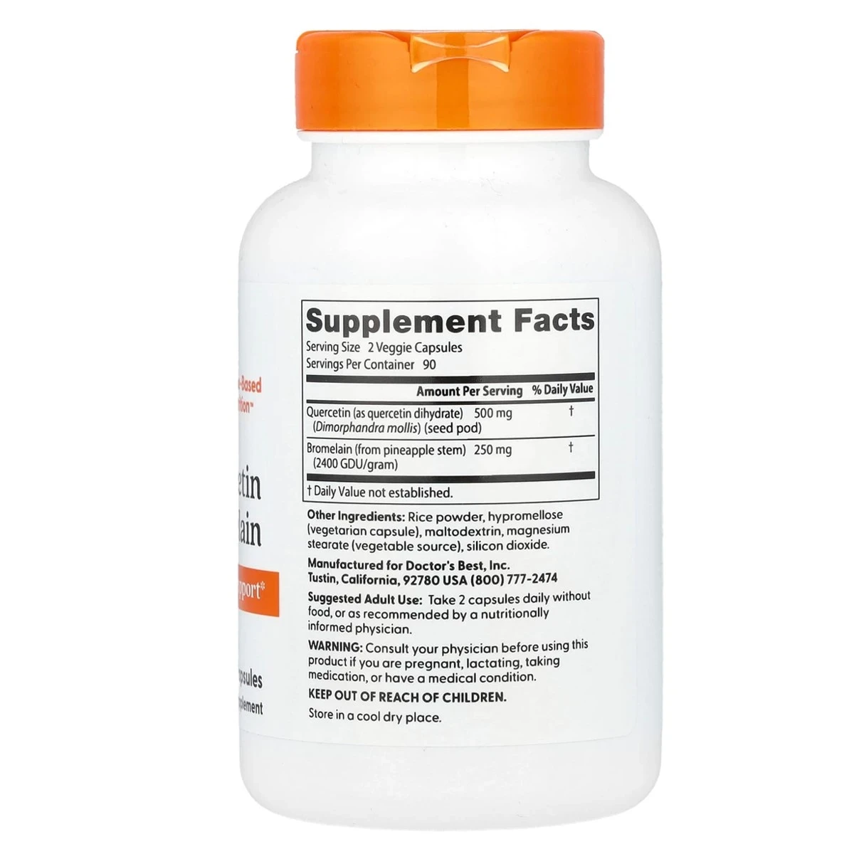 Doctor's Best Quercetin Bromelain Immune Support 180 Vegetable Capsules ingredients