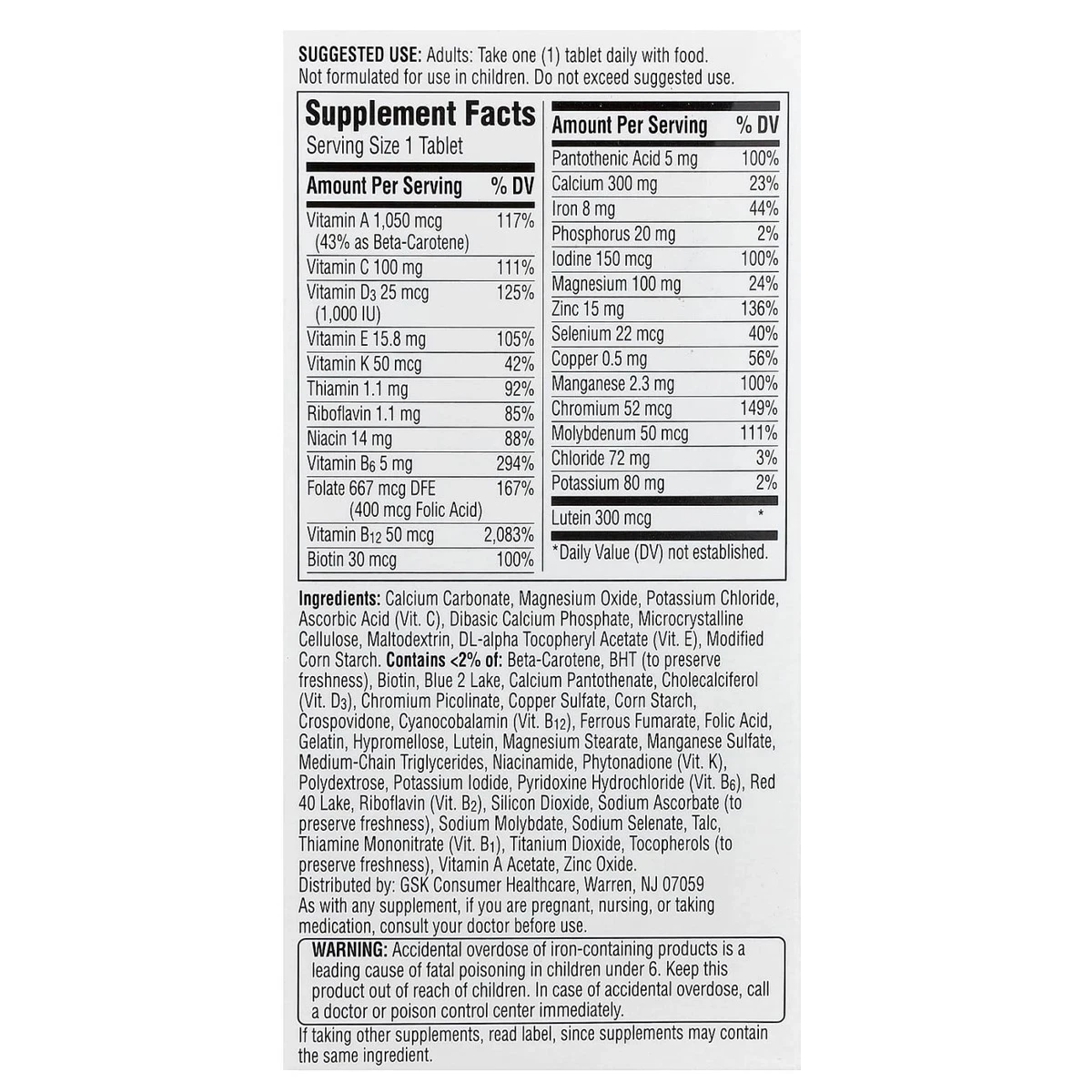 Centrum - Silver Women 50+ Support Eye Health + Bone Strength Multivitamin 100 Tablets thumbnail 5