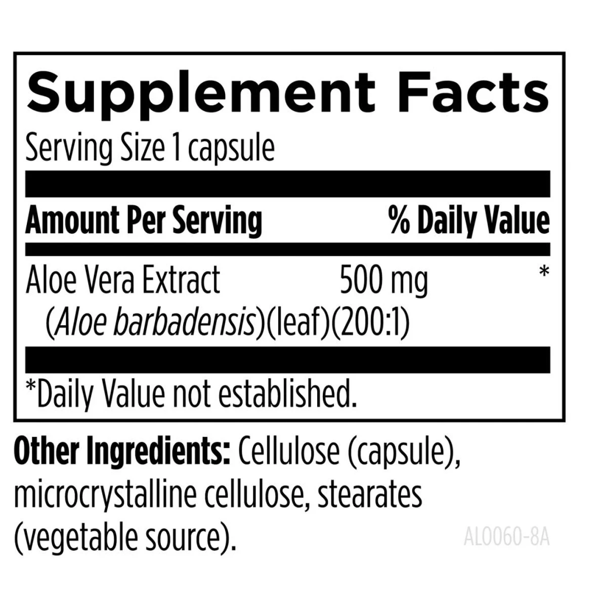 Aloe/200x Designs For Health 60 Capsules ingredients