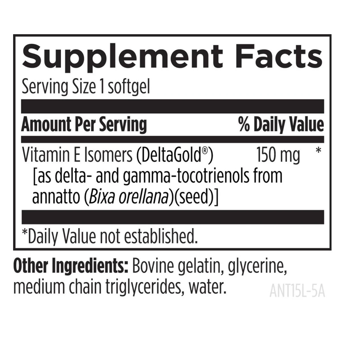 Annatto-E 150 Designs For Health 150mg 60 Sofgels ingredients
