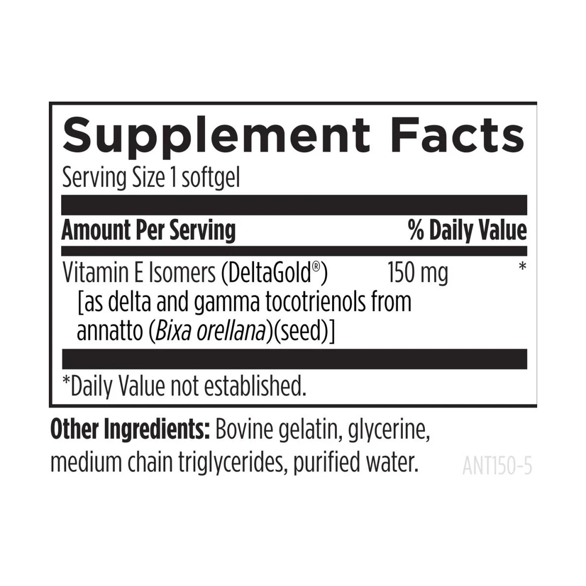 Annatto-E 150 Designs For Health 150mg 30 Sofgels ingredients