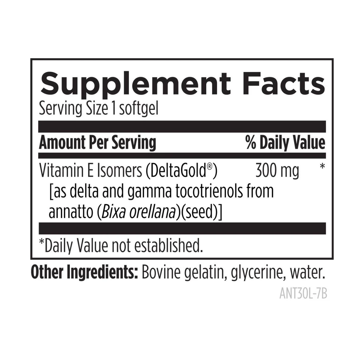 Designs For Health Annatto-E 300 300mg delta and gamma tocotrienols 60 Softgels ingredients
