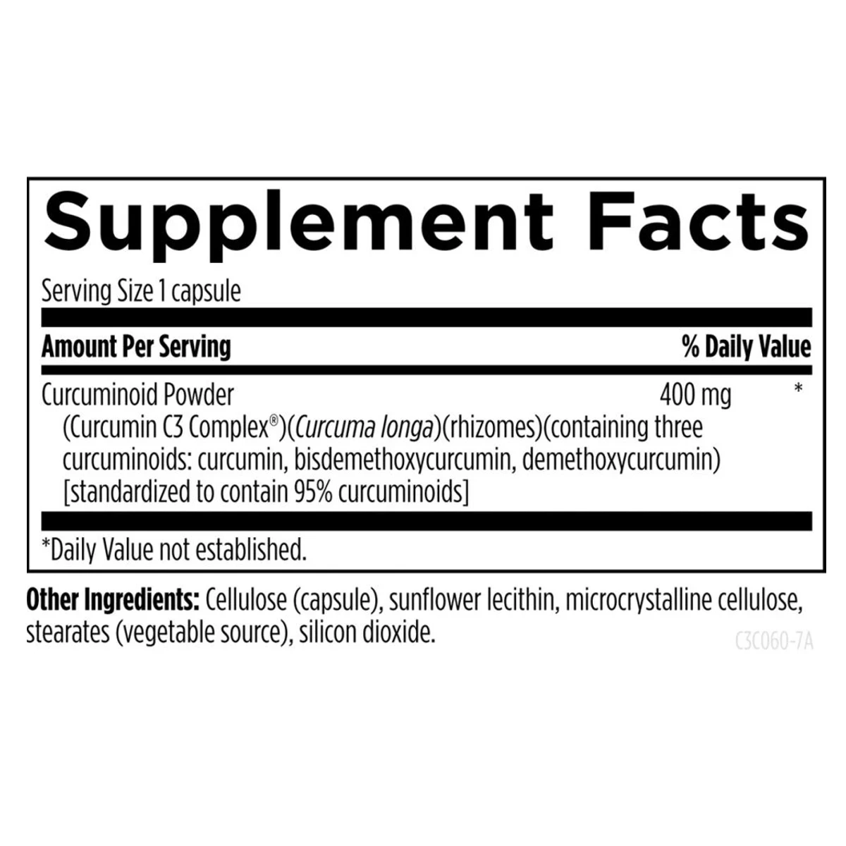 C3 Curcumin Complex Designs For Health 60 Capsules ingredients