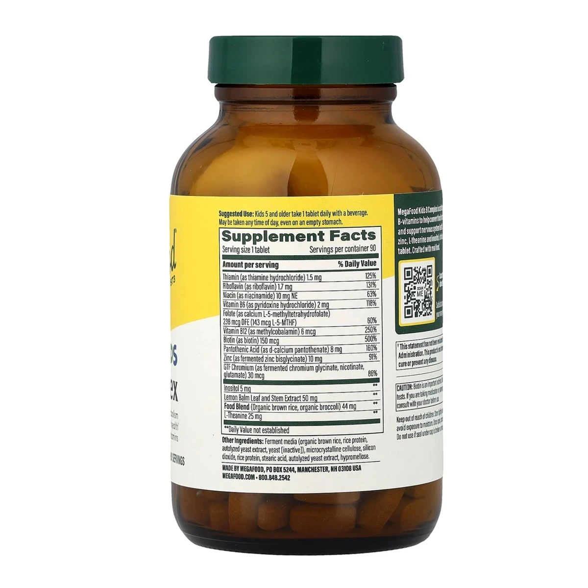 MegaFood Kids B Complex Support Cellular Energy Metabolism 90 Mini Tablets thumbnail 3