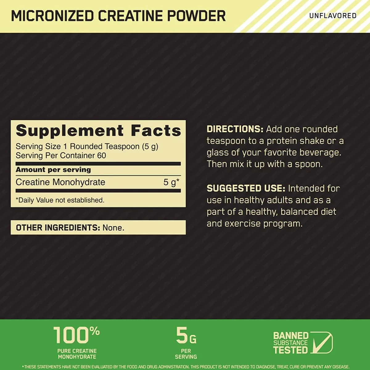 Optimum Nutrition Micronised Creatine Powder 5g Per Serving Unflavoured 10.58 oz (300g) thumbnail 6