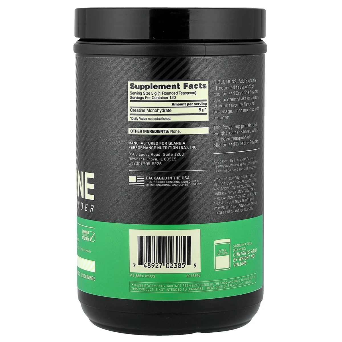 Optimum Nutrition Micronized Creatine Powder For Muscle Building Support Unflavoured 1.32 lb (600g) thumbnail 4