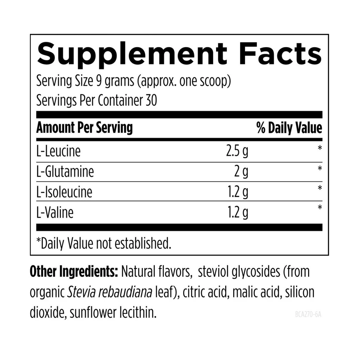 Bcaa Powder Designs For Health Orange Flvour 270g (9.5 Oz) Powder ingredients