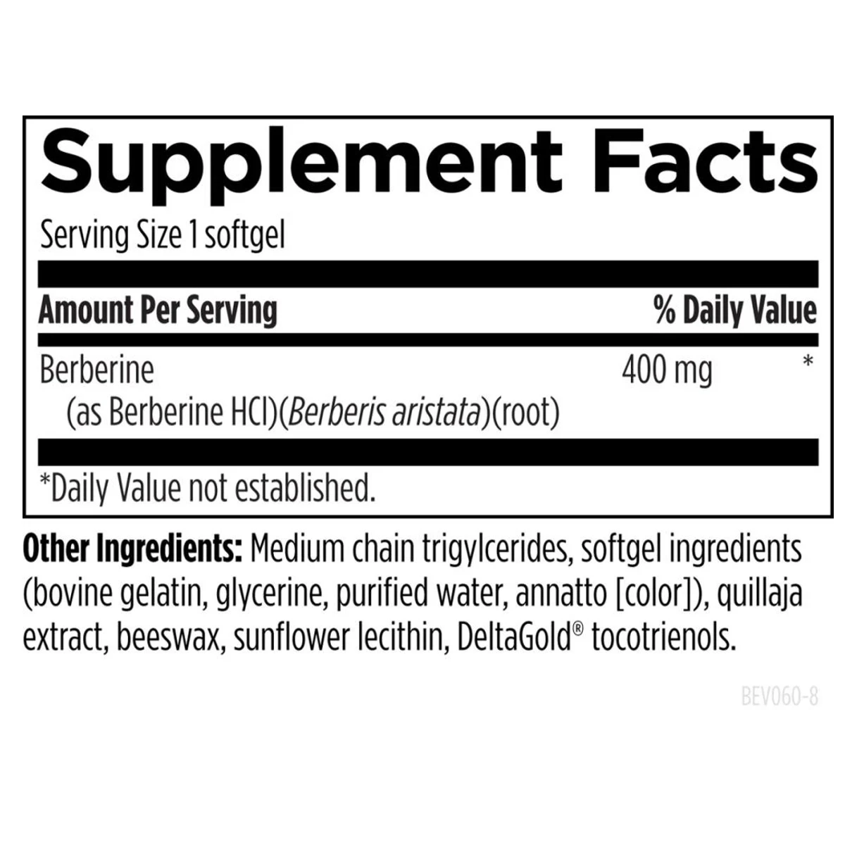 Designs For Health Berberine-Evail 400mg 60 Softgels ingredients