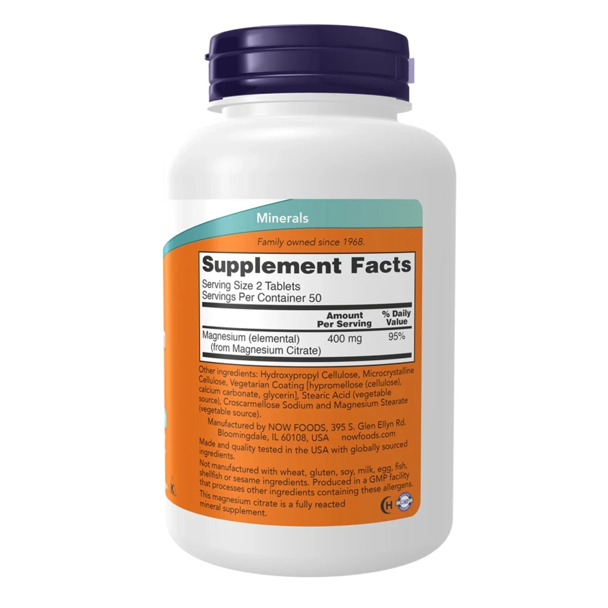 NOW Foods Magnesium Citrate 200mg Nervous System Support 250 Tablets thumbnail 4