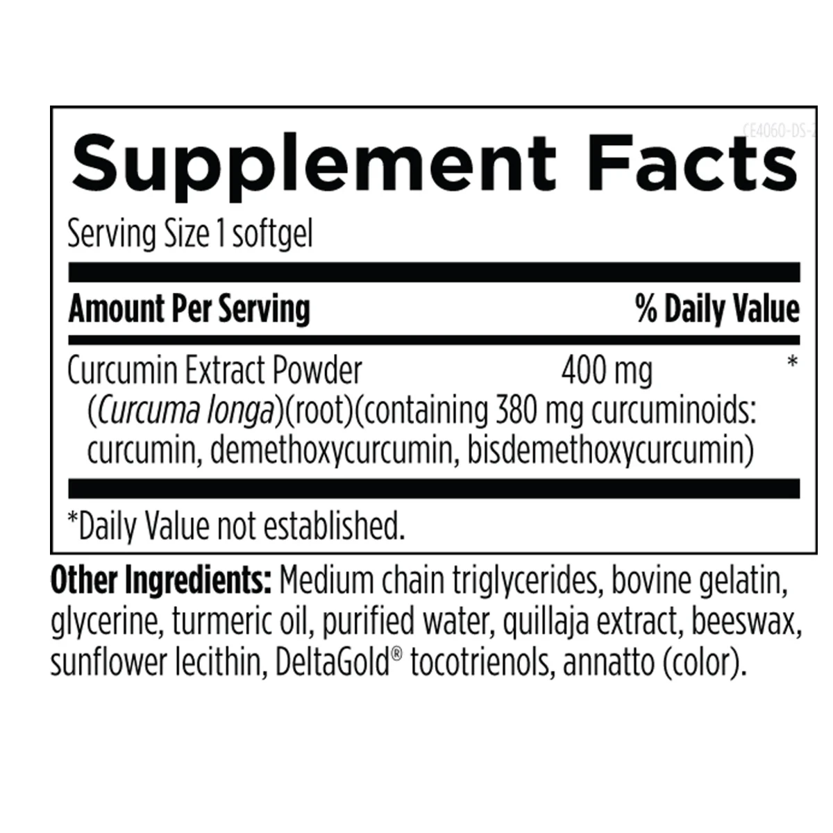 Curcumin Complex Designs For Health 60 softgels ingredients