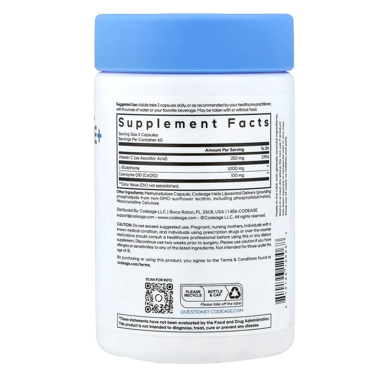 Codeage Liposomal Glutathione 1000mg Beyond Vitamins 120 Vegetable Capsules thumbnail 4