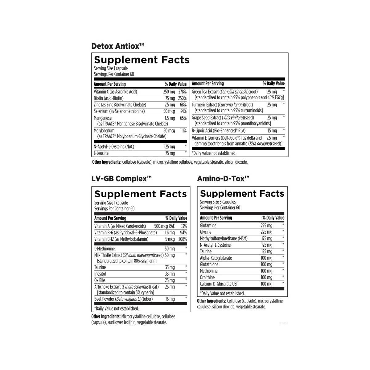 Detoxification Support Packets Designs For Health 60 Packets ingredients