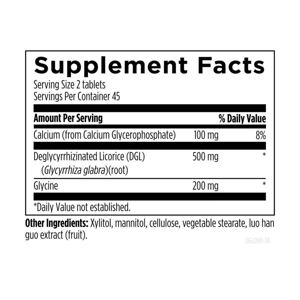 Dgl Synergy Designs For Health 90 Tablets ingredients