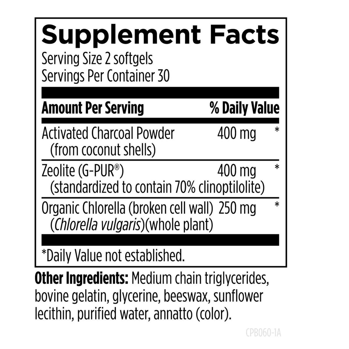Designs For Health Charcoal Plus Binder 60 Softgels ingredients