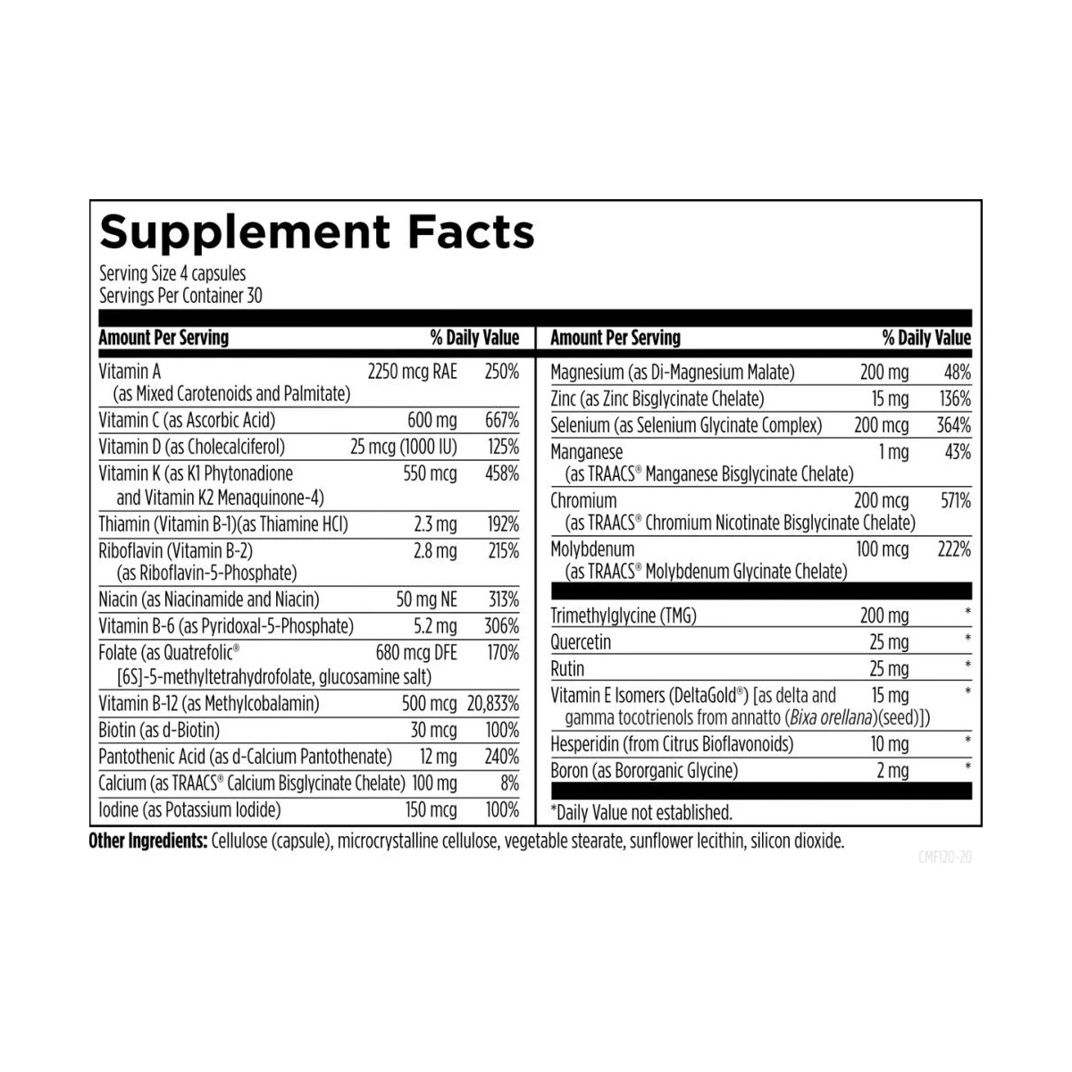 Complete Multi Designs For Health 120 Capsules ingredients