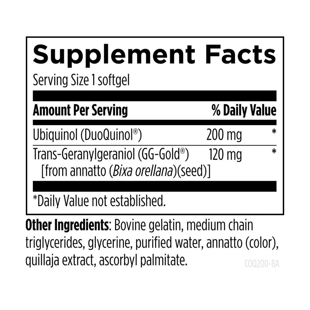 Coqnol 200 Designs For Health 200mg 60 Softgels ingredients