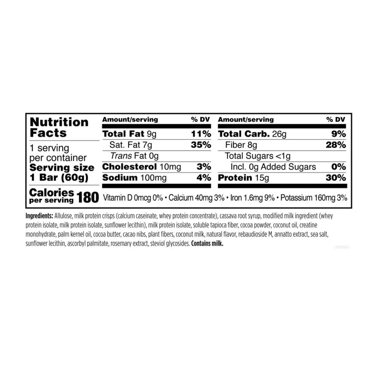 Creatine Whey Boost Designs For Health Chocolatey 2.11 oz 60g Bar ingredients
