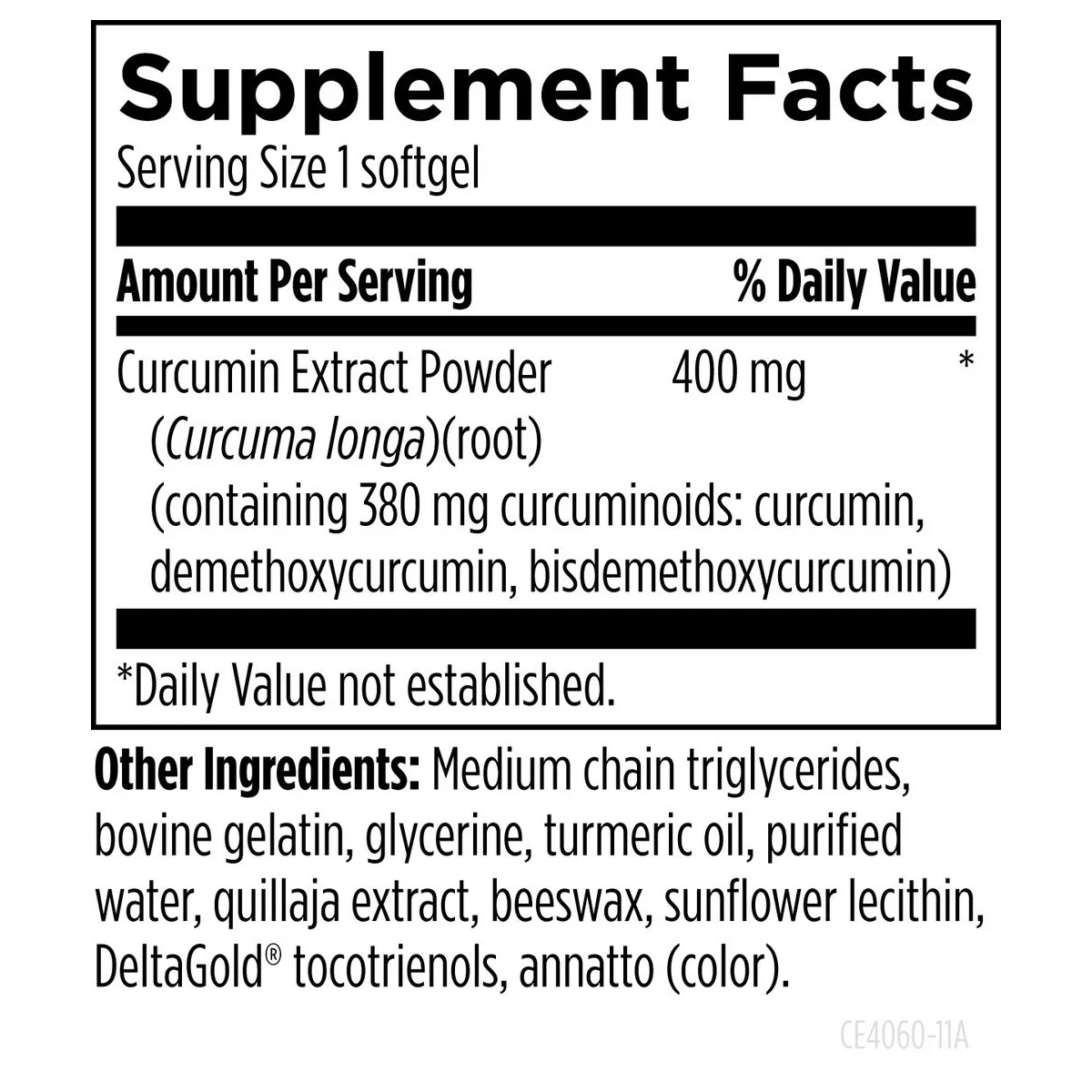 Curcum-Evail 400 Designs For Health 60 Softgels ingredients