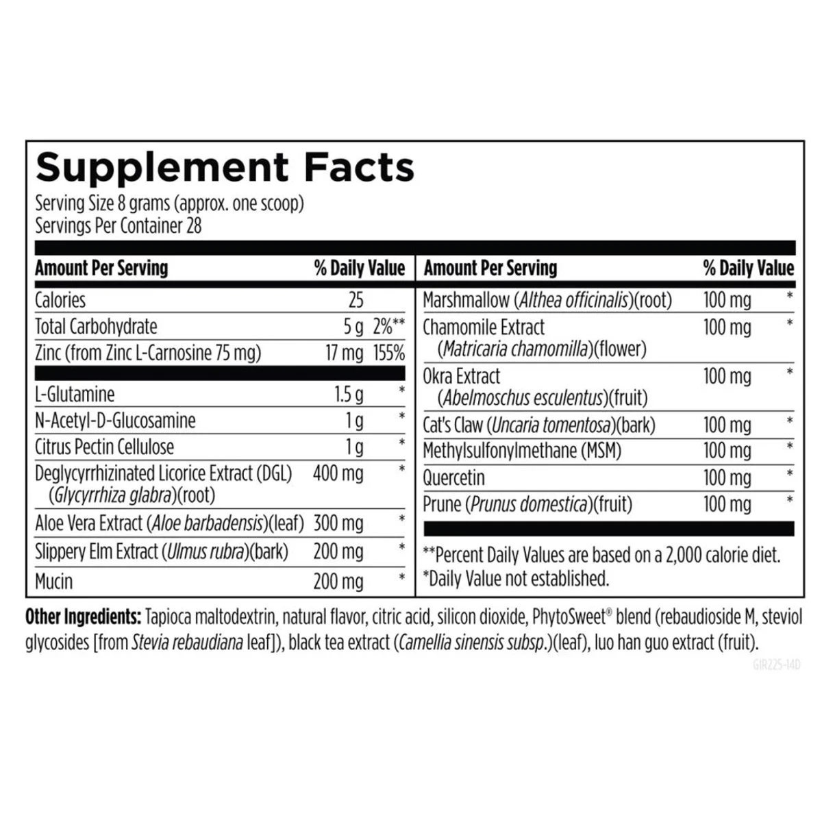 Gi Revive Designs For Health 7.9 Oz 224g Powder ingredients