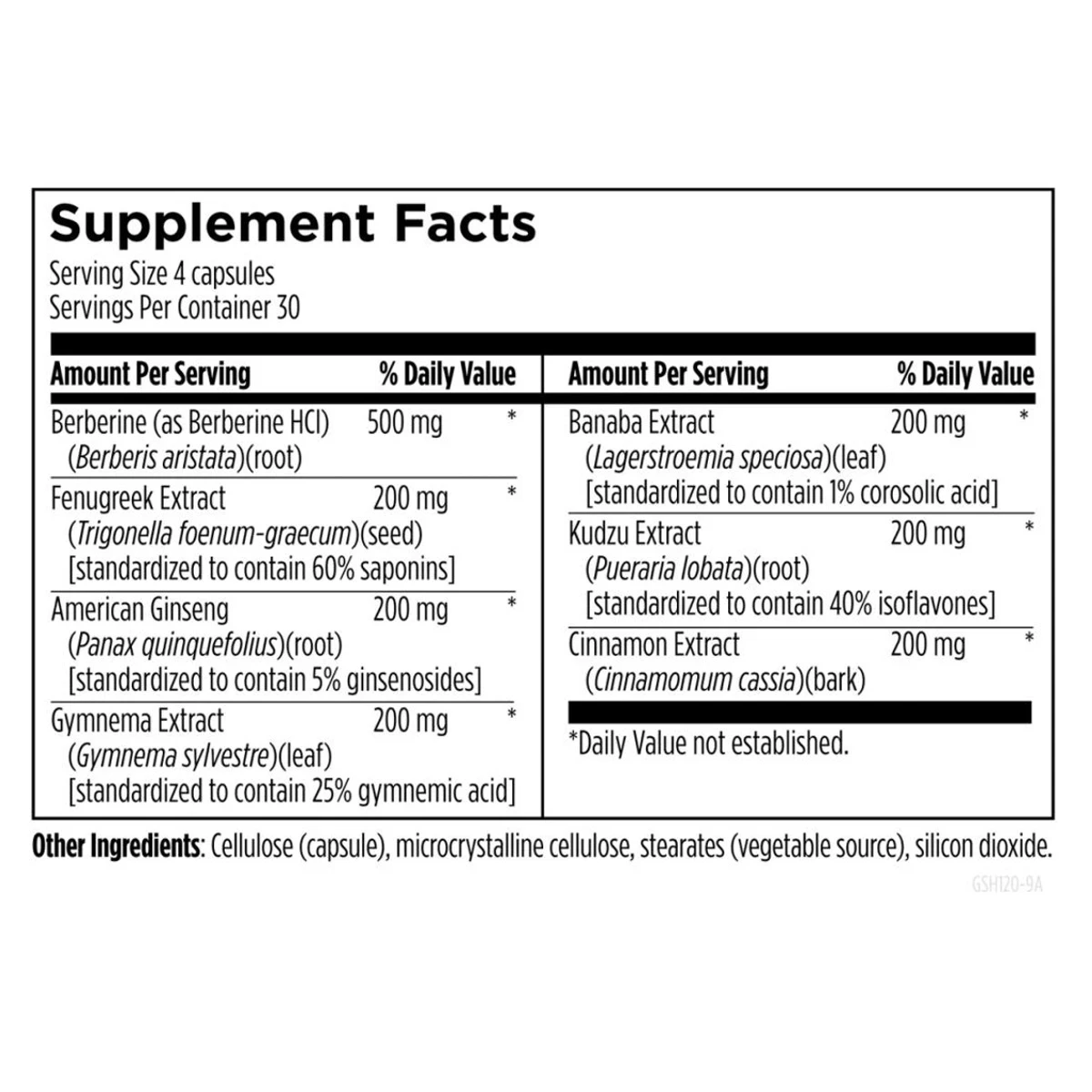 GlucoSupreme Herbal Designs For Health 120 Capsules ingredients