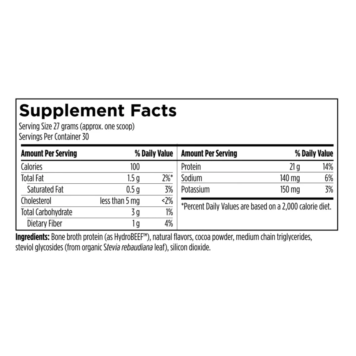 Grass-Fed Beef Designs For Health Chocolate 1.8 Ibs 810g Powder ingredients