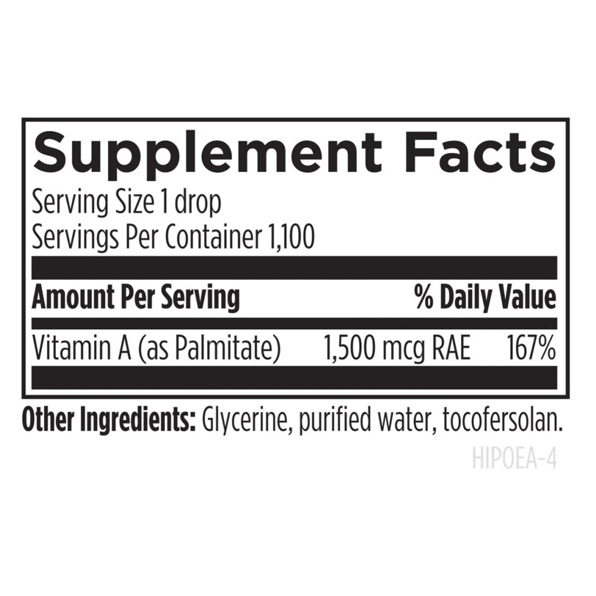 Hi-Po Emulsi-A Designs For Health 1500mcg 1 fl oz (30 mL) liquid ingredients