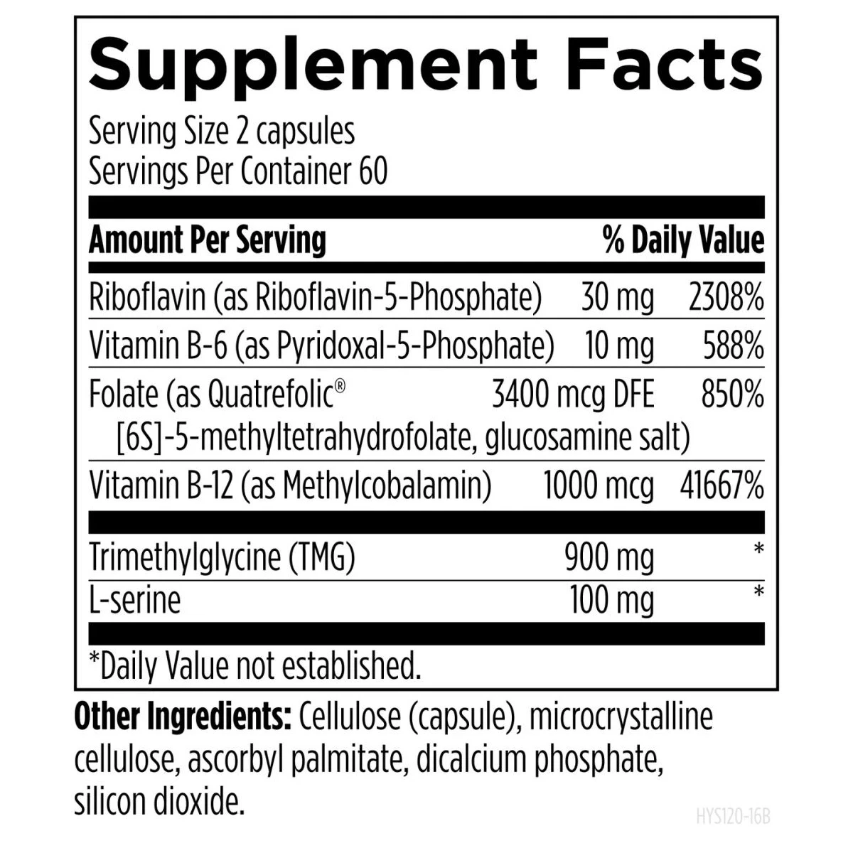 Homocysteine Supreme Designs For Health 120 Capsules ingredients