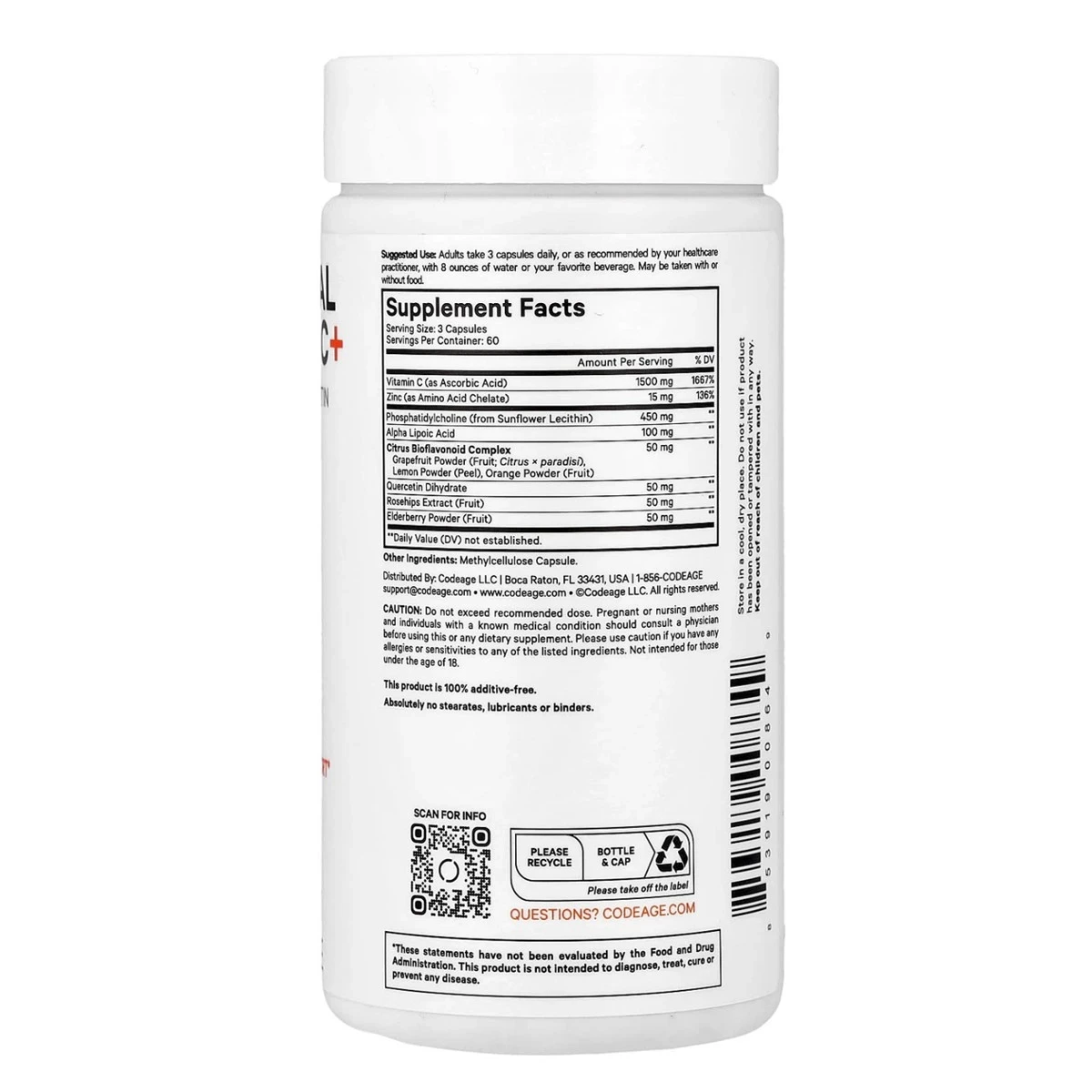 Codeage Liposomal Vitamin C+ Beyond Vitamins 360 Vegetable Capsules thumbnail 4