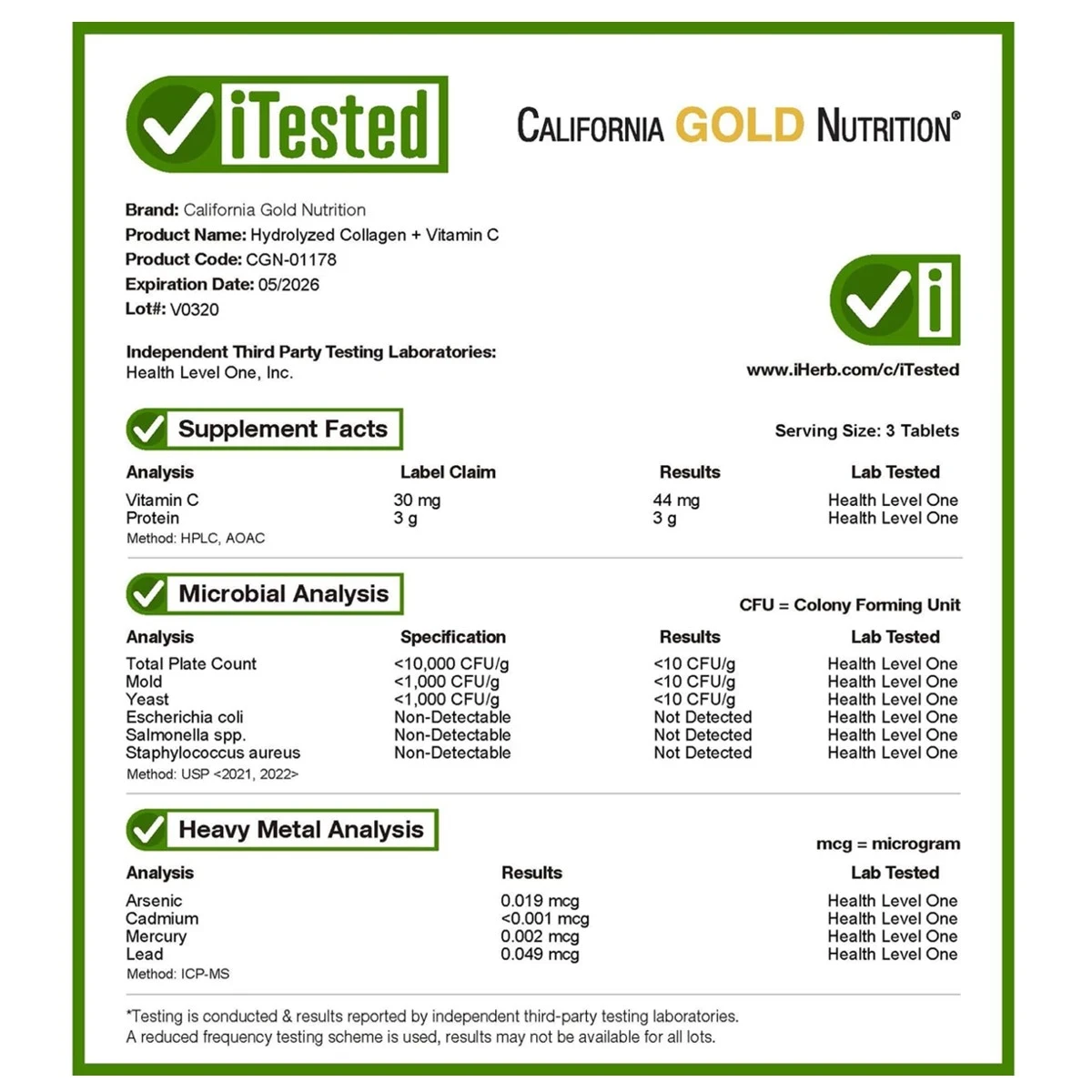 California Gold Nutrition Beauty Hydrolysed Collagen Peptides Vitamin C 250 Tablets ingredients
