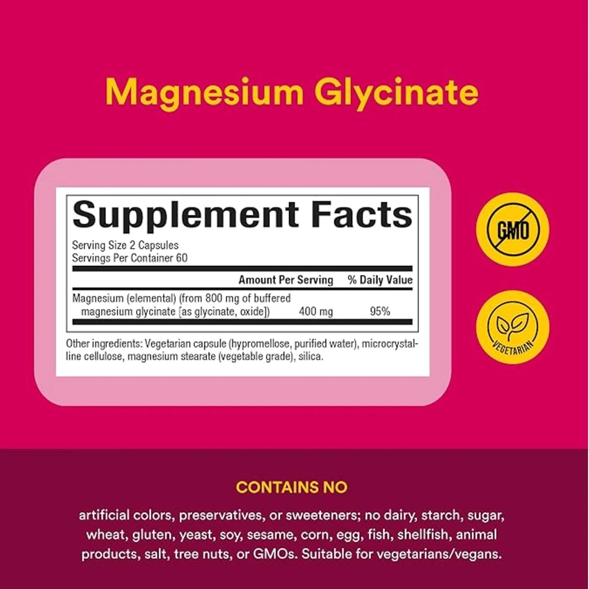 Natural Factors Magnesium Glycinate 400mg Mental & Physical Stress Support 120 Vegetarian Capsules thumbnail 6