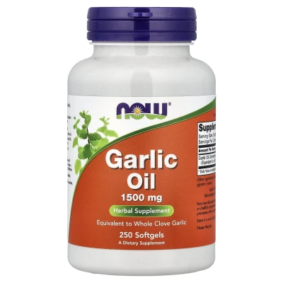 NOW Foods Garlic Oil 250 Capsules 1500mg Equivalent to Whole Clove Garlic