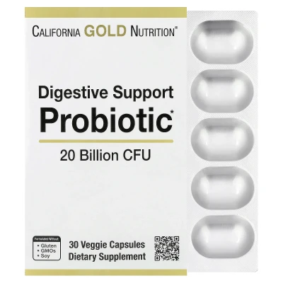 California Gold Nutrition Digestive Support Probiotic 20 Billion Cfu Dietary Supplement Veggie 30 Capsule