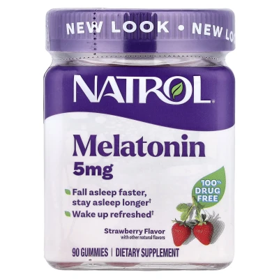 Natrol - Melatonin Wake up Refreshed Gummies Strawberry 5mg Dietary Supplement 90 Gummies