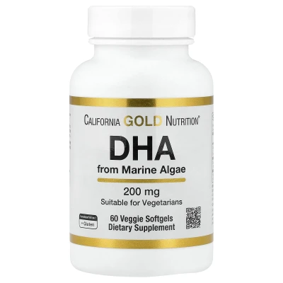 California Gold Nutrition DHA from Marine Algae 200mg 60 Veggie Softgels Capsules
