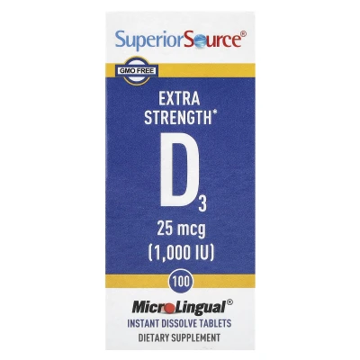 Superior Source D3 25mcg (1000 IU) 100 MicroLingual Instant Dissolve Tablets