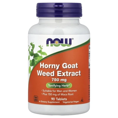 NOW Foods Horny Goat Weed Extract 750mg Tonifying 90 Tablets