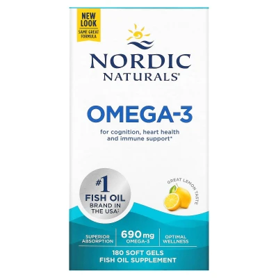 Nordic Naturals Omega-3 Lemon 180 Soft Gels Fish Oil Supplement