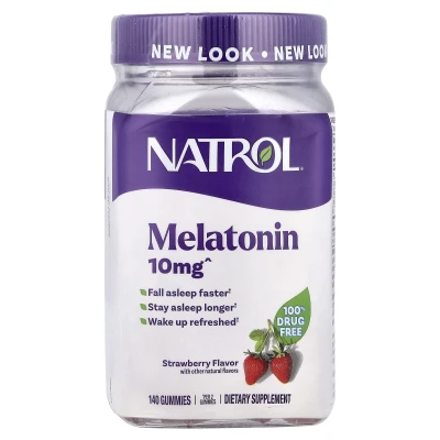 Natrol Melatonin 10mg Gummies Strawberry Flavor Dietary Supplement 140 Gummies