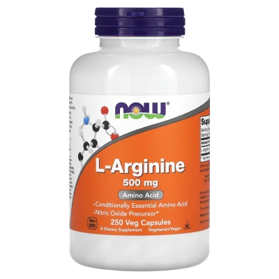 NOW Foods L-Arginine 500mg Amino Acid Dietary Supplement 250 Veg Capsules