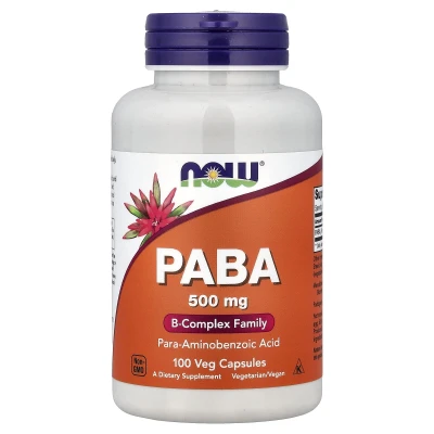 NOW Foods PABA 500mg B-Complex Family 100 Veg Capsules