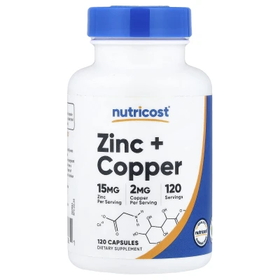 Nutricost Zinc+Copper Dietary Supplement 120 Capsules