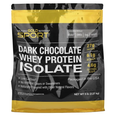 California Gold Nutrition - Sport | Whey Protein Isolate | Dark Chocolate | 5 lb (c