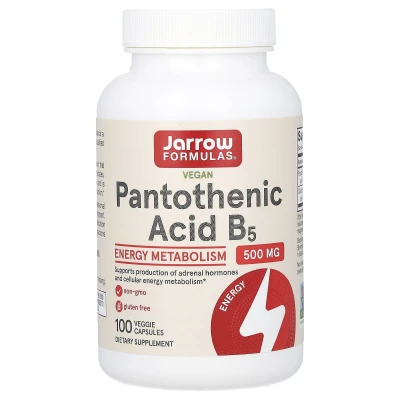 Jarrow Formulas Pantothenic Acid B5 Energy Metabolism 100 Veg Capsules