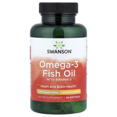 Swanson Omega-3 Fish Oil with Vitamin D Lemon 60 Softgels