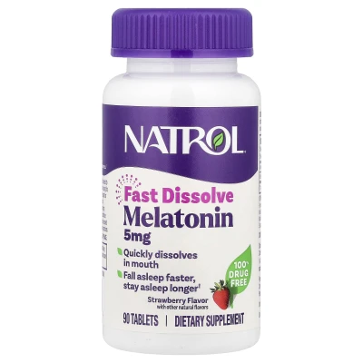 Natrol - Melatonin | Fast Dissolve | Strawberry | 5 mg | 90 Tablets