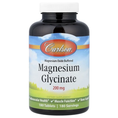 Carlson Magnesium Glycinate 200mg Muscle Function 180 Tablets
